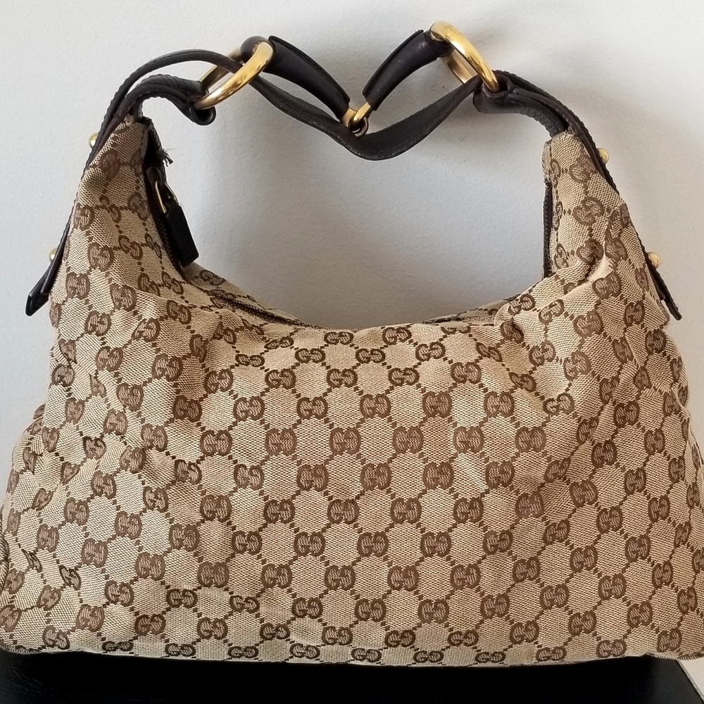 Gucci Horsebit Medium Canvas Hobo Bag